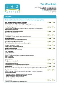 542 Tax Checklist 2019 pdf