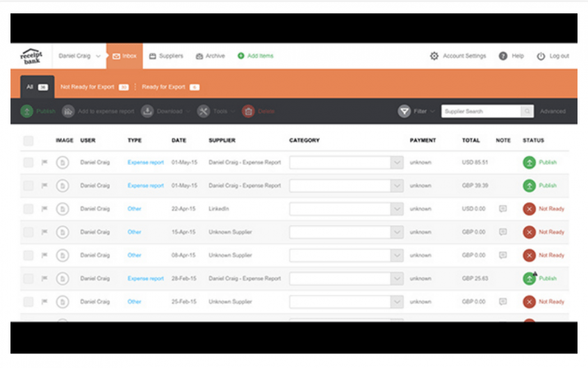 Receipt Bank Screenshot